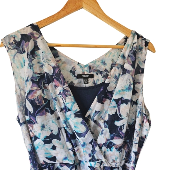 Simply Vera Vera Wang Floral Sleeveless Garden Party Dress, Blue, Size Petite XL - Picture 2 of 11